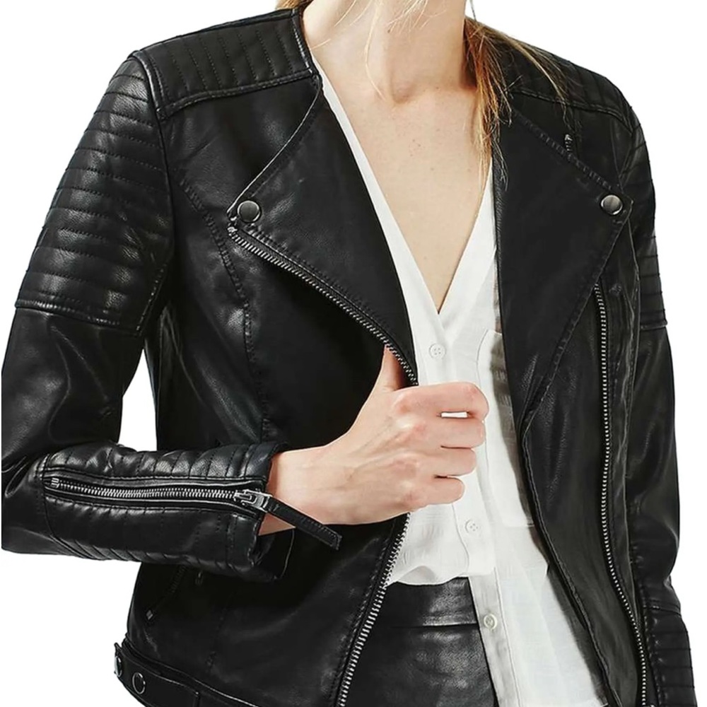 Topshop Nelly Faux Leather Moto Biker Jacket.